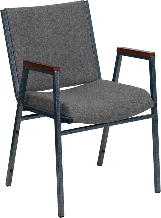 Flash Furniture HERCULES Series Heavy Duty Gray Fabric Stack Chair with Arms - XU-60154-GY-GG