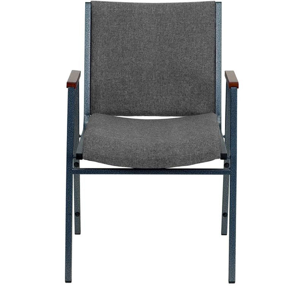 Flash Furniture HERCULES Series Heavy Duty Gray Fabric Stack Chair with Arms - XU-60154-GY-GG