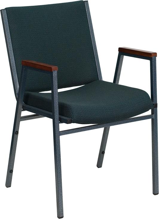 Flash Furniture HERCULES Series Heavy Duty Green Patterned Fabric Stack Chair with Arms - XU-60154-GN-GG