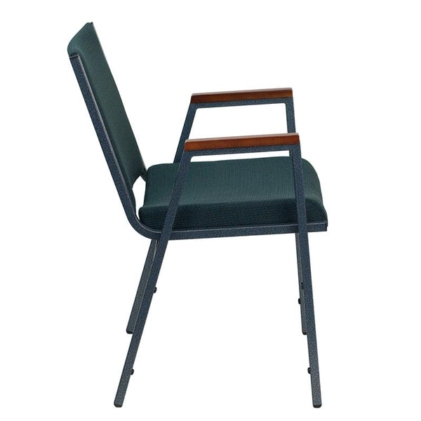 Flash Furniture HERCULES Series Heavy Duty Green Patterned Fabric Stack Chair with Arms - XU-60154-GN-GG