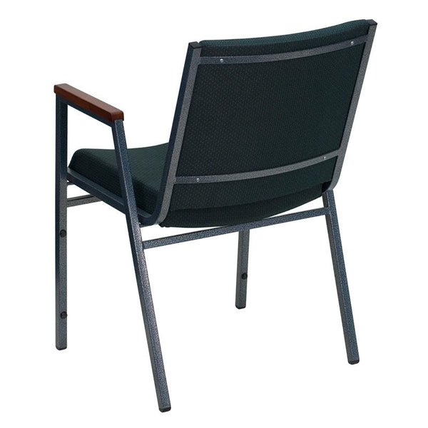 Flash Furniture HERCULES Series Heavy Duty Green Patterned Fabric Stack Chair with Arms - XU-60154-GN-GG