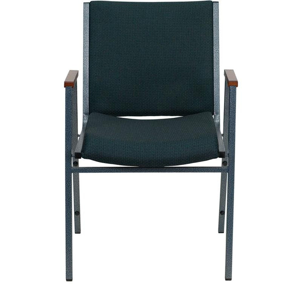 Flash Furniture HERCULES Series Heavy Duty Green Patterned Fabric Stack Chair with Arms - XU-60154-GN-GG