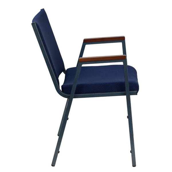 Flash Furniture HERCULES Series Heavy Duty Navy Blue Dot Fabric Stack Chair with Arms - XU-60154-NVY-GG