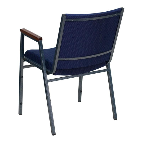 Flash Furniture HERCULES Series Heavy Duty Navy Blue Dot Fabric Stack Chair with Arms - XU-60154-NVY-GG