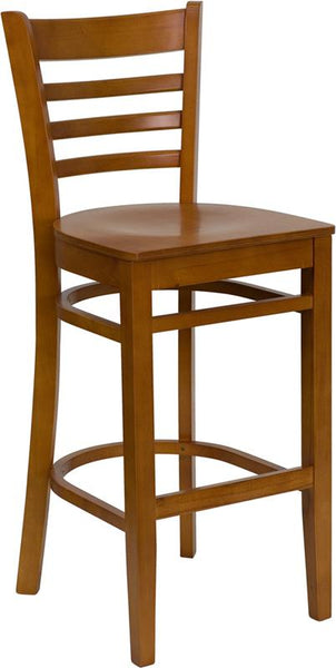 Flash Furniture HERCULES Series Ladder Back Cherry Wood Restaurant Barstool - XU-DGW0005BARLAD-CHY-GG