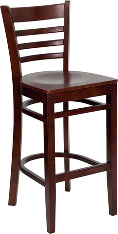 Flash Furniture HERCULES Series Ladder Back Mahogany Wood Restaurant Barstool - XU-DGW0005BARLAD-MAH-GG