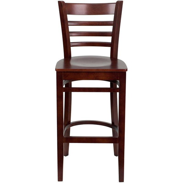 Flash Furniture HERCULES Series Ladder Back Mahogany Wood Restaurant Barstool - XU-DGW0005BARLAD-MAH-GG