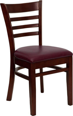 Flash Furniture HERCULES Series Ladder Back Mahogany Wood Restaurant Chair - Burgundy Vinyl Seat - XU-DGW0005LAD-MAH-BURV-GG