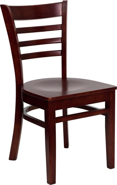 Flash Furniture HERCULES Series Ladder Back Mahogany Wood Restaurant Chair - XU-DGW0005LAD-MAH-GG