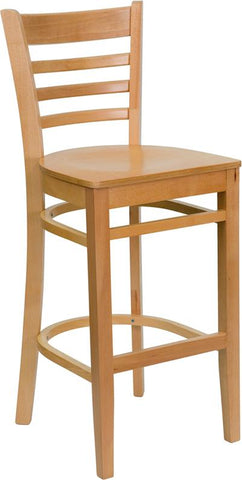 Flash Furniture HERCULES Series Ladder Back Natural Wood Restaurant Barstool - XU-DGW0005BARLAD-NAT-GG