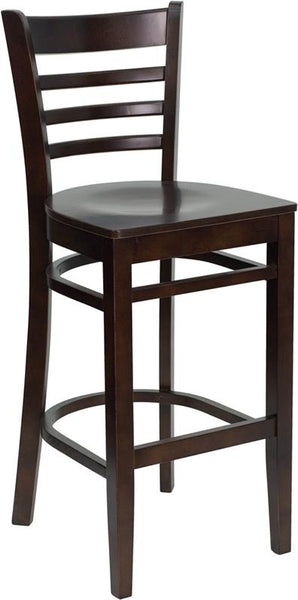 Flash Furniture HERCULES Series Ladder Back Walnut Wood Restaurant Barstool - XU-DGW0005BARLAD-WAL-GG