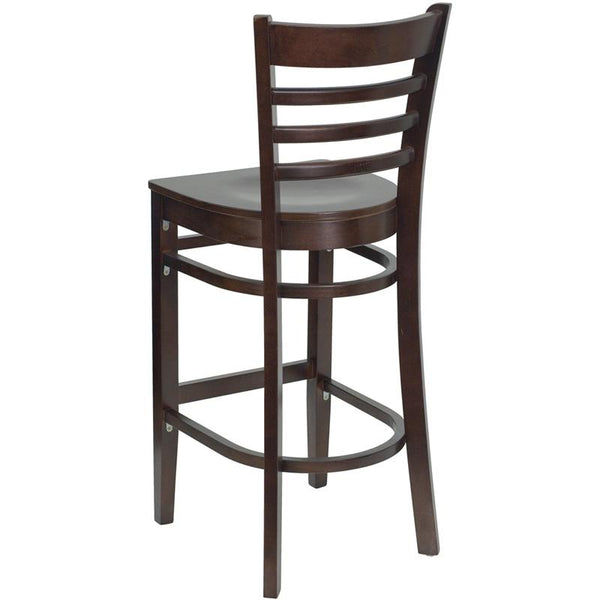 Flash Furniture HERCULES Series Ladder Back Walnut Wood Restaurant Barstool - XU-DGW0005BARLAD-WAL-GG