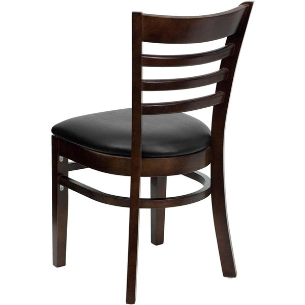 Flash Furniture HERCULES Series Ladder Back Walnut Wood Restaurant Chair - Black Vinyl Seat - XU-DGW0005LAD-WAL-BLKV-GG