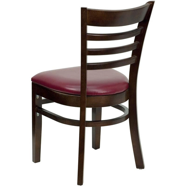 Flash Furniture HERCULES Series Ladder Back Walnut Wood Restaurant Chair - Burgundy Vinyl Seat - XU-DGW0005LAD-WAL-BURV-GG