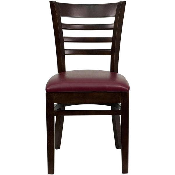 Flash Furniture HERCULES Series Ladder Back Walnut Wood Restaurant Chair - Burgundy Vinyl Seat - XU-DGW0005LAD-WAL-BURV-GG