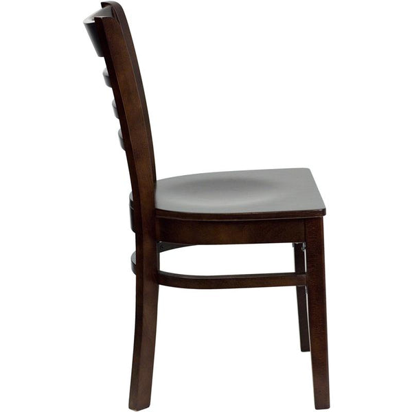 Flash Furniture HERCULES Series Ladder Back Walnut Wood Restaurant Chair - XU-DGW0005LAD-WAL-GG