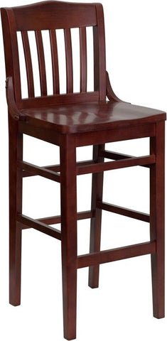 Flash Furniture HERCULES Series School House Back Mahogany Wood Restaurant Barstool - XU-DG-W0006BAR-MAH-GG