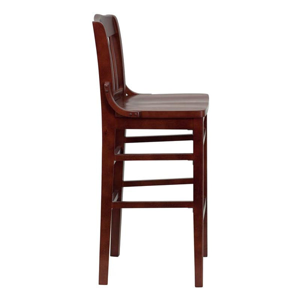 Flash Furniture HERCULES Series School House Back Mahogany Wood Restaurant Barstool - XU-DG-W0006BAR-MAH-GG