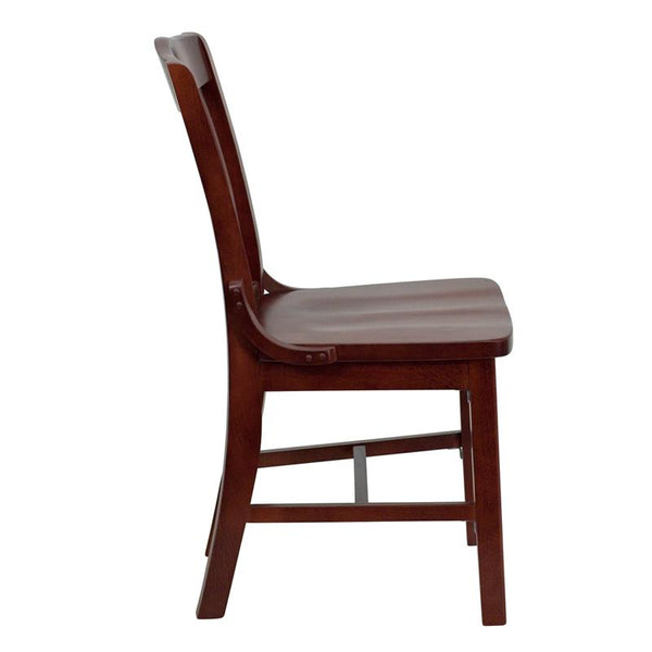 Flash Furniture HERCULES Series School House Back Mahogany Wood Restaurant Chair - XU-DG-W0006-MAH-GG