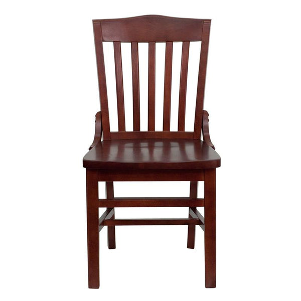 Flash Furniture HERCULES Series School House Back Mahogany Wood Restaurant Chair - XU-DG-W0006-MAH-GG