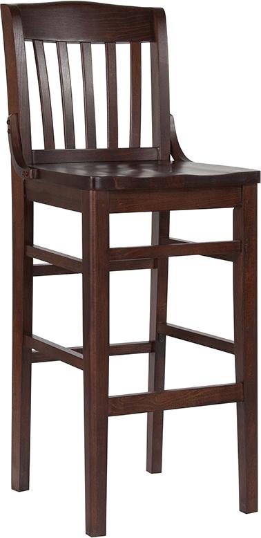 Flash Furniture HERCULES Series School House Back Walnut Wood Restaurant Barstool - XU-DG-W0006BAR-WAL-GG