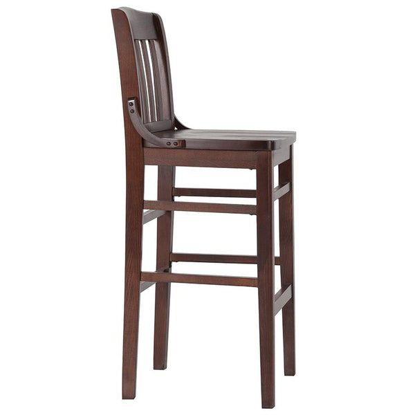 Flash Furniture HERCULES Series School House Back Walnut Wood Restaurant Barstool - XU-DG-W0006BAR-WAL-GG