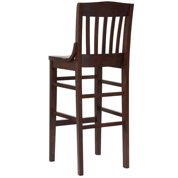 Flash Furniture HERCULES Series School House Back Walnut Wood Restaurant Barstool - XU-DG-W0006BAR-WAL-GG