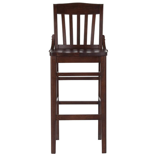 Flash Furniture HERCULES Series School House Back Walnut Wood Restaurant Barstool - XU-DG-W0006BAR-WAL-GG