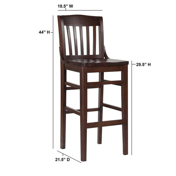 Flash Furniture HERCULES Series School House Back Walnut Wood Restaurant Barstool - XU-DG-W0006BAR-WAL-GG