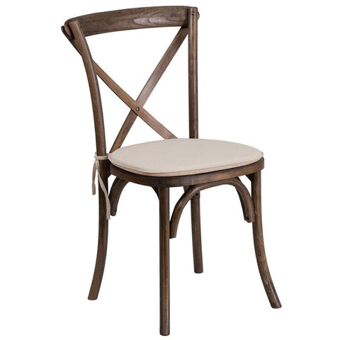 Flash Furniture HERCULES Series Stackable Early American Wood Cross Back Chair with Cushion - XU-X-EA-NTC-GG