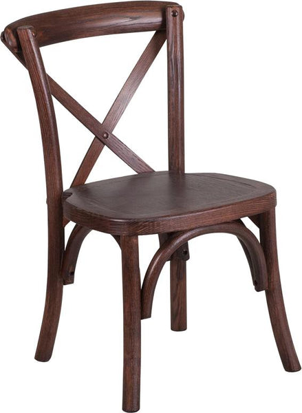 Flash Furniture HERCULES Series Stackable Kids Mahogany Wood Cross Back Chair - XU-X-MAH-KID-GG