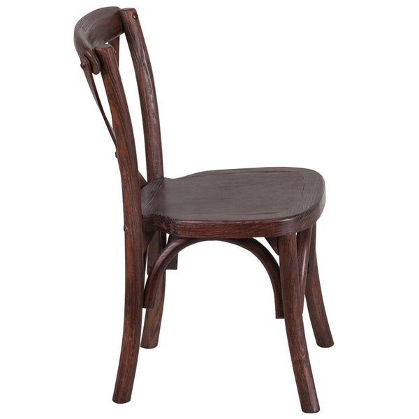 Flash Furniture HERCULES Series Stackable Kids Mahogany Wood Cross Back Chair - XU-X-MAH-KID-GG