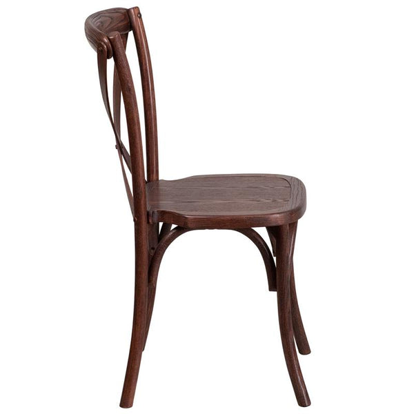 Flash Furniture HERCULES Series Stackable Mahogany Wood Cross Back Chair - XU-X-MAH-GG