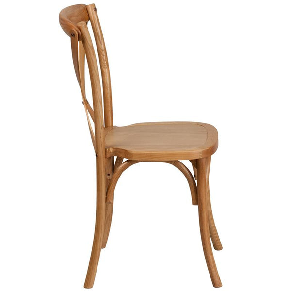 Flash Furniture HERCULES Series Stackable Oak Wood Cross Back Chair - XU-X-OAK-GG