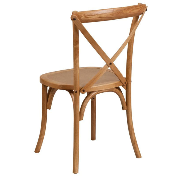 Flash Furniture HERCULES Series Stackable Oak Wood Cross Back Chair - XU-X-OAK-GG