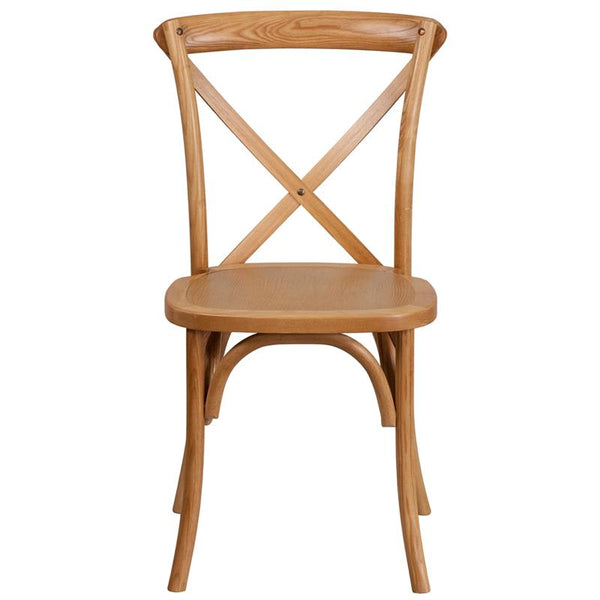 Flash Furniture HERCULES Series Stackable Oak Wood Cross Back Chair - XU-X-OAK-GG