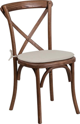 Flash Furniture HERCULES Series Stackable Pecan Wood Cross Back Chair with Cushion - XU-X-PEC-NTC-GG