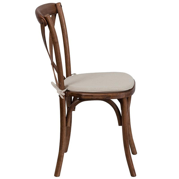Flash Furniture HERCULES Series Stackable Pecan Wood Cross Back Chair with Cushion - XU-X-PEC-NTC-GG
