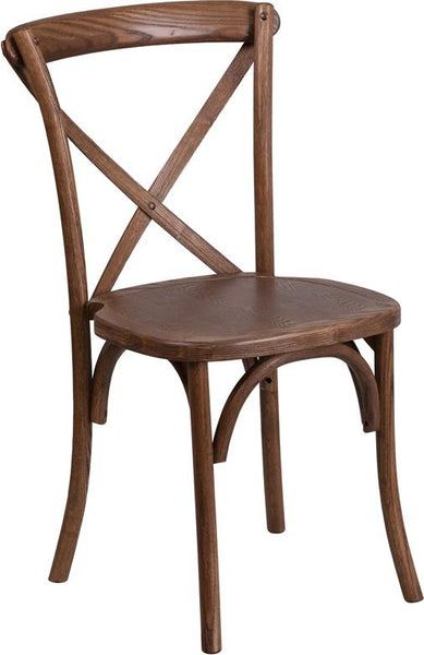 Flash Furniture HERCULES Series Stackable Pecan Wood Cross Back Chair - XU-X-PEC-GG