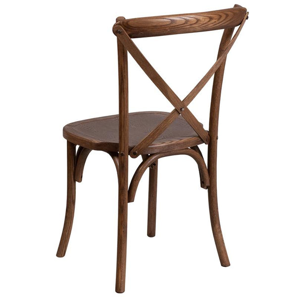 Flash Furniture HERCULES Series Stackable Pecan Wood Cross Back Chair - XU-X-PEC-GG