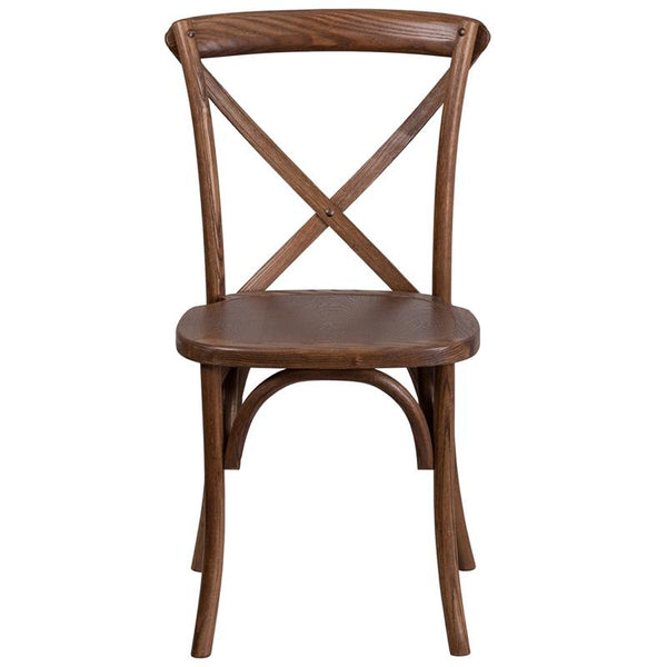 Flash Furniture HERCULES Series Stackable Pecan Wood Cross Back Chair - XU-X-PEC-GG