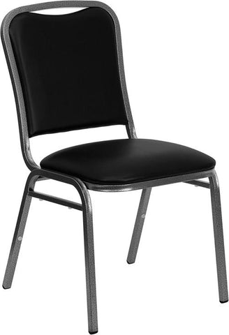 Flash Furniture HERCULES Series Stacking Banquet Chair in Black Vinyl - Silver Vein Frame - NG-108-SV-BK-VYL-GG