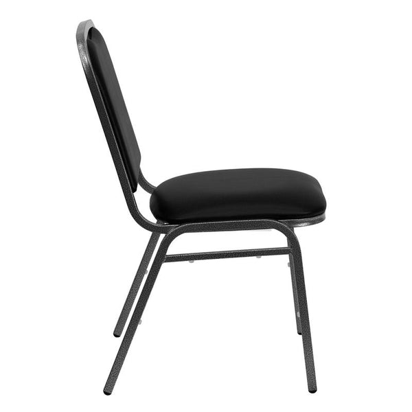 Flash Furniture HERCULES Series Stacking Banquet Chair in Black Vinyl - Silver Vein Frame - NG-108-SV-BK-VYL-GG