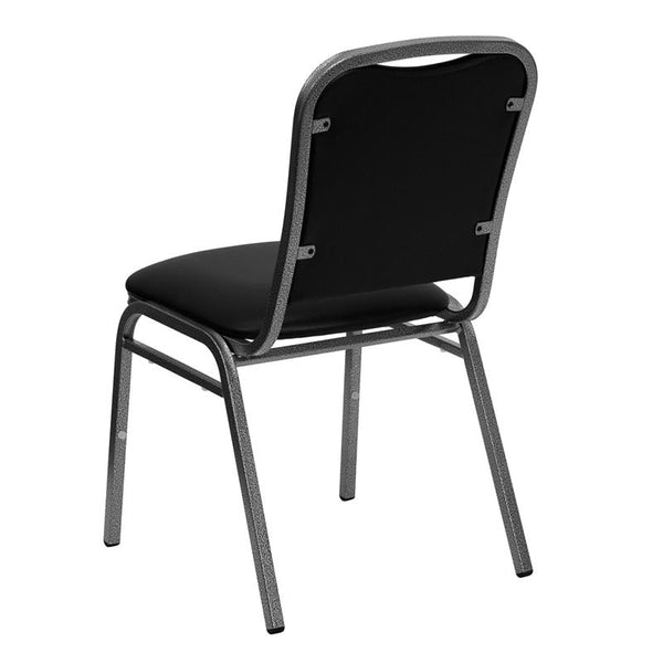 Flash Furniture HERCULES Series Stacking Banquet Chair in Black Vinyl - Silver Vein Frame - NG-108-SV-BK-VYL-GG