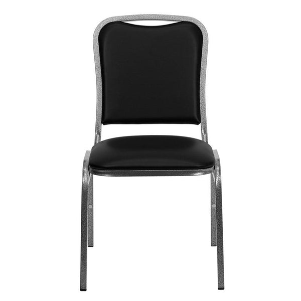 Flash Furniture HERCULES Series Stacking Banquet Chair in Black Vinyl - Silver Vein Frame - NG-108-SV-BK-VYL-GG