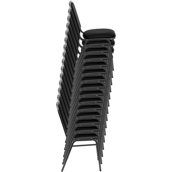 Flash Furniture HERCULES Series Stacking Banquet Chair in Black Vinyl - Silver Vein Frame - NG-108-SV-BK-VYL-GG