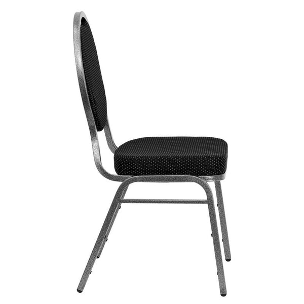 Flash Furniture HERCULES Series Teardrop Back Stacking Banquet Chair in Black Patterned Fabric - Silver Vein Frame - FD-C04-SILVERVEIN-S076-GG