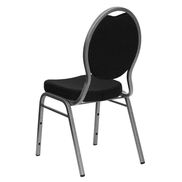 Flash Furniture HERCULES Series Teardrop Back Stacking Banquet Chair in Black Patterned Fabric - Silver Vein Frame - FD-C04-SILVERVEIN-S076-GG