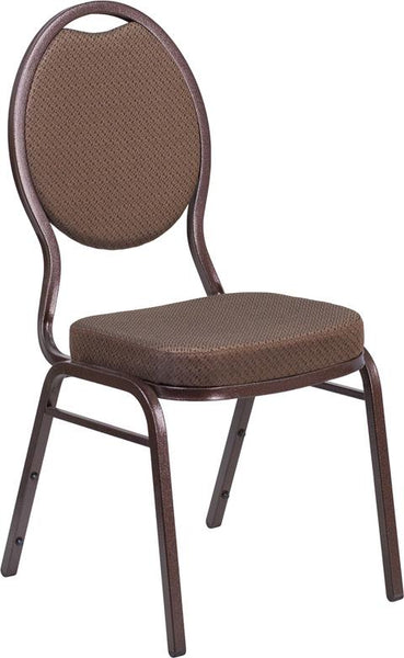 Flash Furniture HERCULES Series Teardrop Back Stacking Banquet Chair in Brown Patterned Fabric - Copper Vein Frame - FD-C04-COPPER-008-T-02-GG