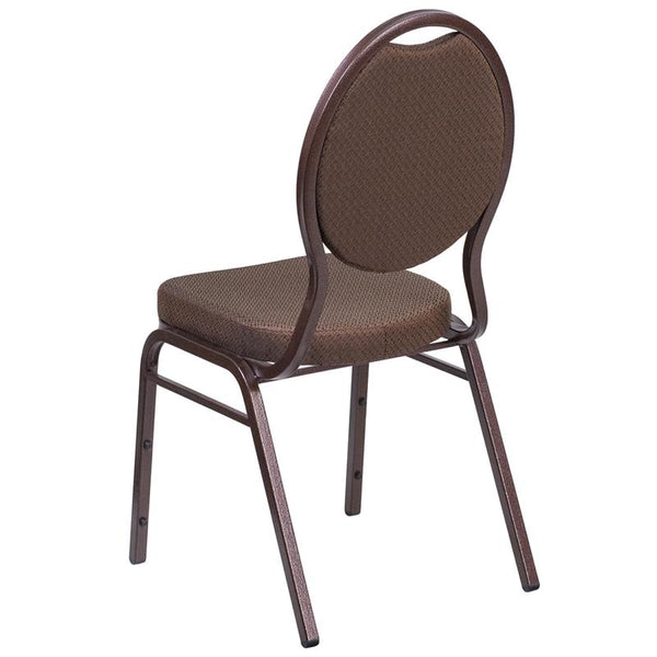 Flash Furniture HERCULES Series Teardrop Back Stacking Banquet Chair in Brown Patterned Fabric - Copper Vein Frame - FD-C04-COPPER-008-T-02-GG